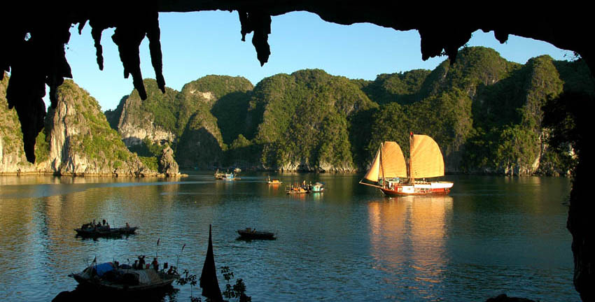 Wild swimming in Ha Long Bay, Vietnam