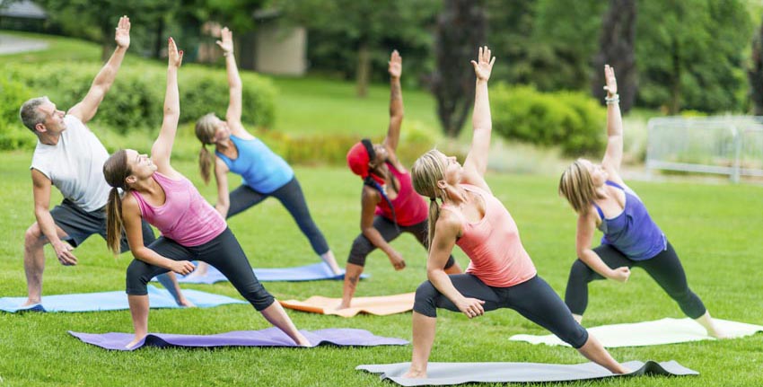 Group yoga class at The Body Camp