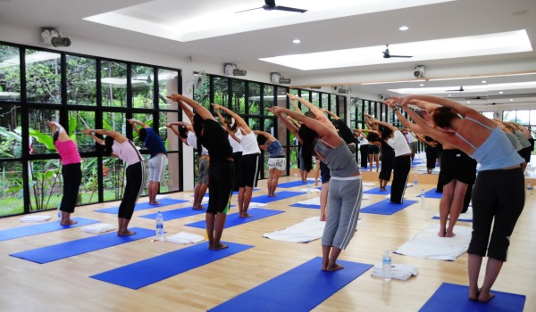 A yoga class in the jungle studio at Absolute Sanctuary, Thailand