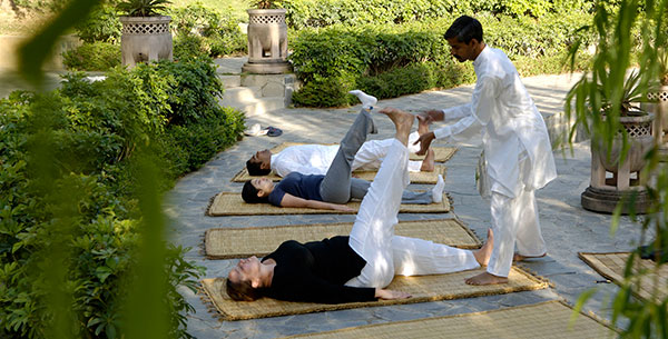 Yoga class at Ananda 