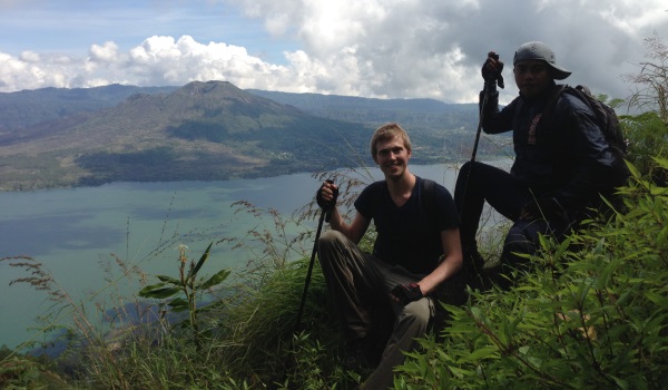 The second-highest peak in Bali, Batukau, enjoying stunning views of Bali's most active volcano, Batur