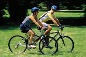 Cycling in a park