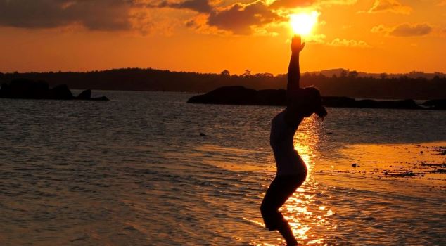 Sunset yoga pose