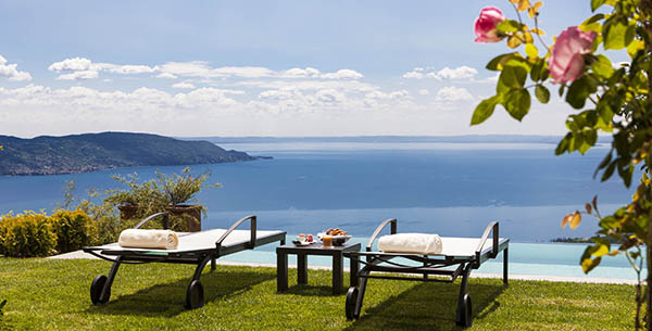 sun loungers by the lake