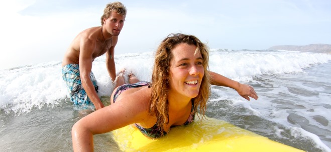 Surfing at Paradis Plage