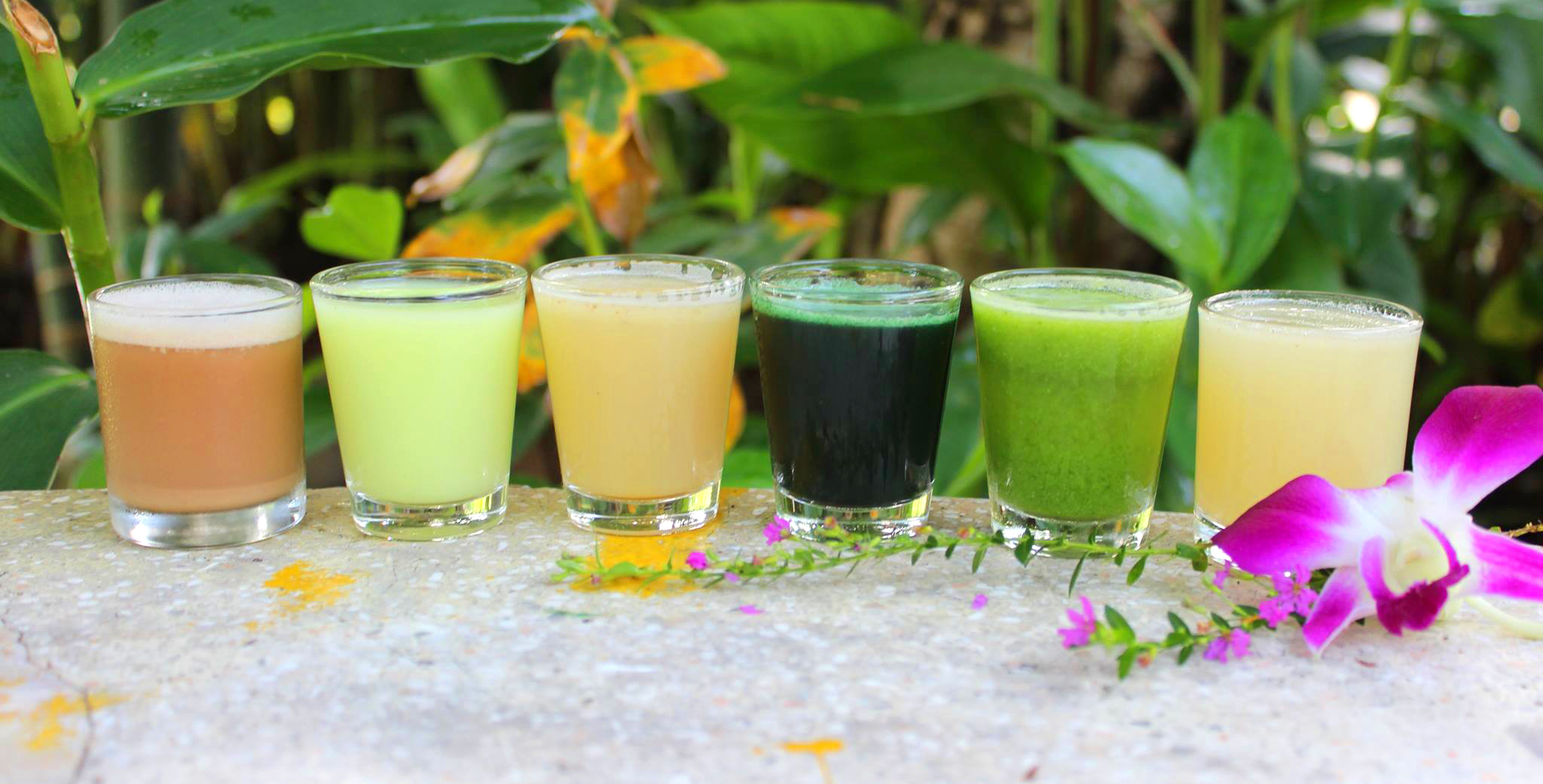 Colourful detox juices