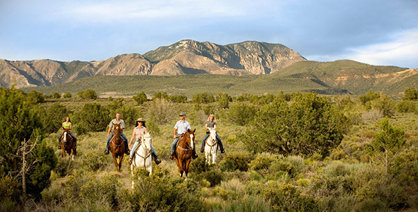 horse riding red mountain