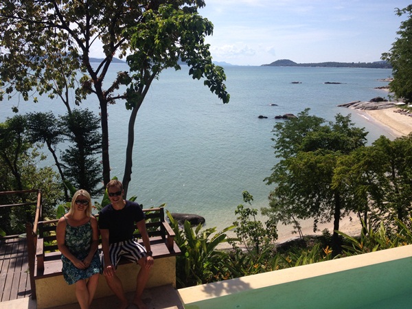 Samantha and Paul by the beach at Kamalaya, Thailand