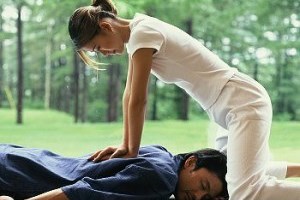 Shiatsu massage therapy outdoors