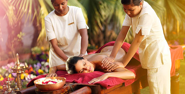 Woman having a massage at Ananda in the Himalayas - a healing health spa in India