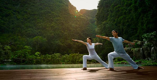 practicing yoga at the Banjaran