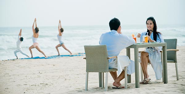 breakfast on the beach at fusion maia