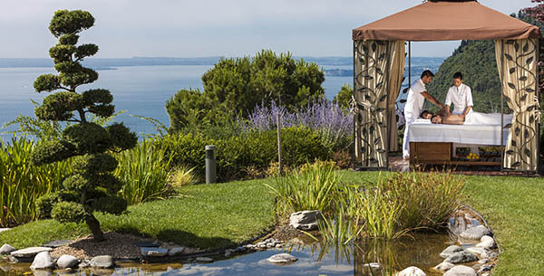 Energising outdoor massage at Lefay Resort and Spa in Italy