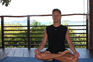 Paul meditating in the yoga Pavilion at Kamalaya, Thailand