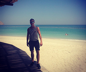 paul in the shade on the beach