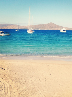 The private beach at Porto Elounda Golf and Spa Resort