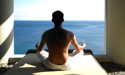 Outdoor meditation looking out to sea