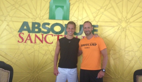 Paul and fitness trainer Uli at Absolute Sanctuary, Koh Samui, Thailand