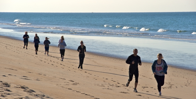 Running on the beach on a Luxury Algarve Bootcamp