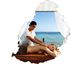 Woman receiving a massage in the shape of Mauritius