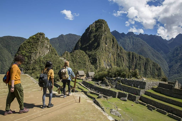 People trekking at Machu Picchu in Peru
