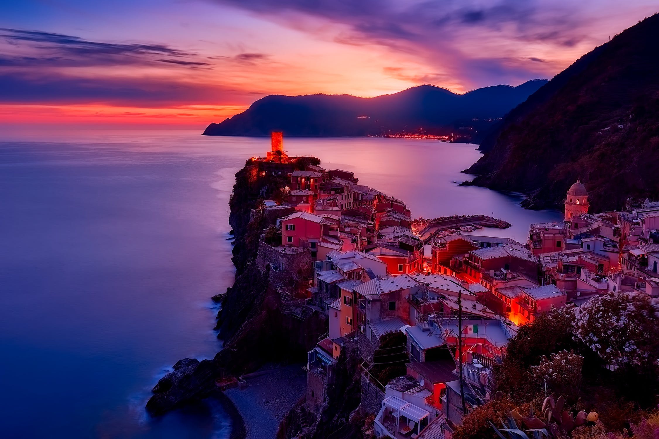 Stunning night time photograph of the Italian Coast