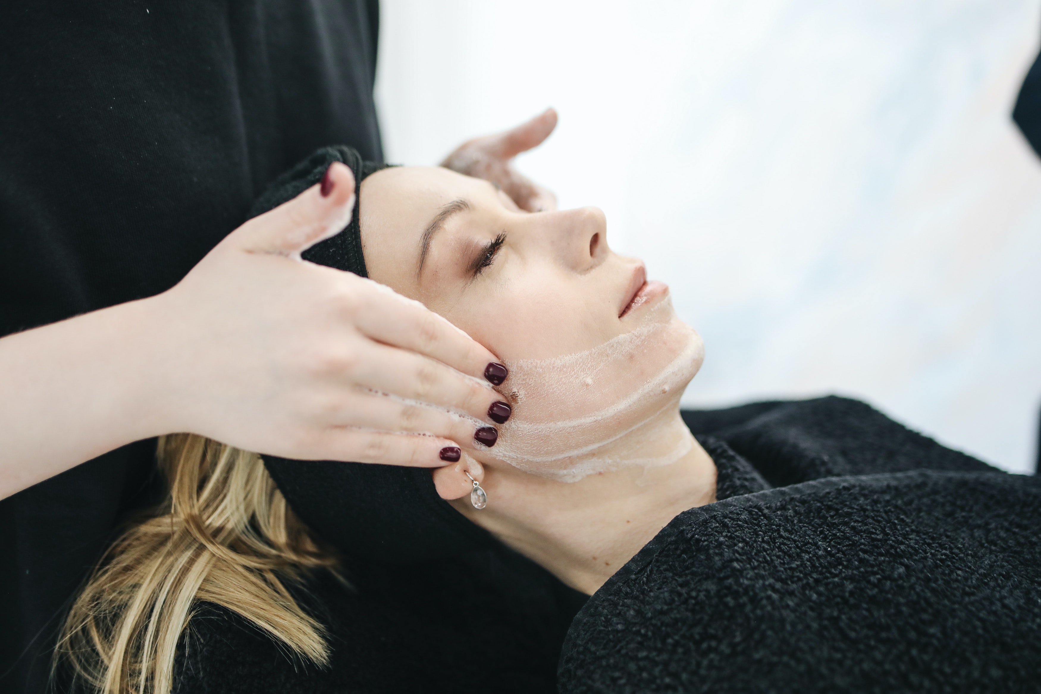 Woman getting her face pampered