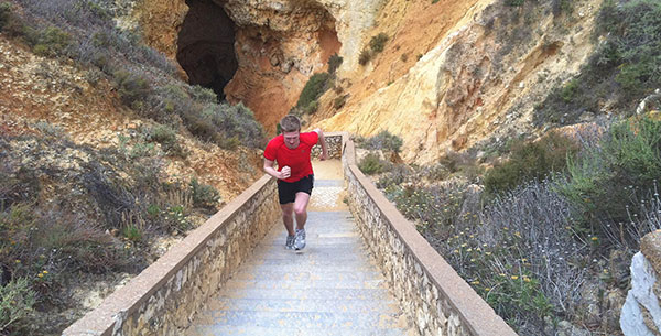 Man running on stairs in the Algarve