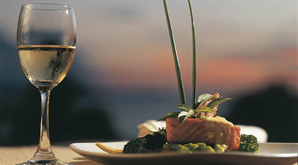 Healthy salmon dinner at Kamalaya