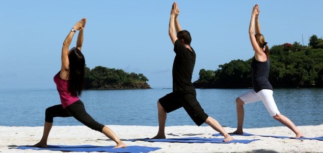 Buccament Bay beach yoga