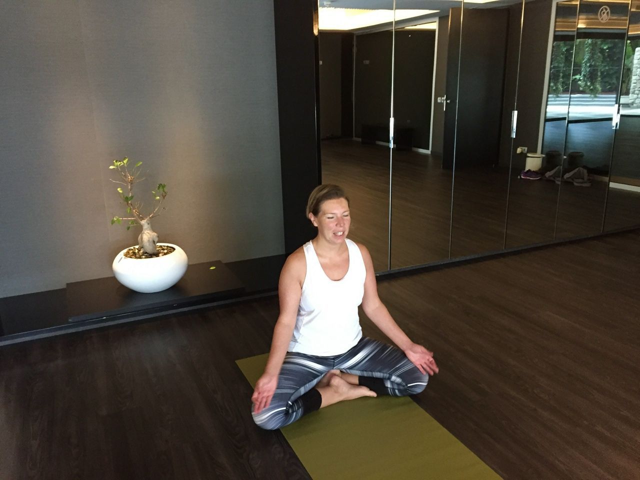 Claudia practicing yoga at SHA Wellness Clinic