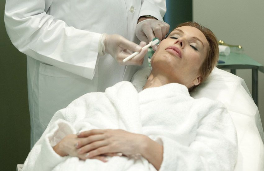 Woman receiving a facial treatment in the spa at Vilalara Longevity Thalassa and Medical Spa