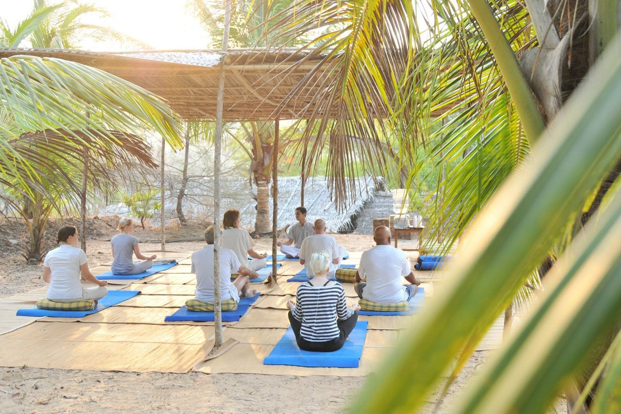 Enjoy relaxing group yoga at SwaSara