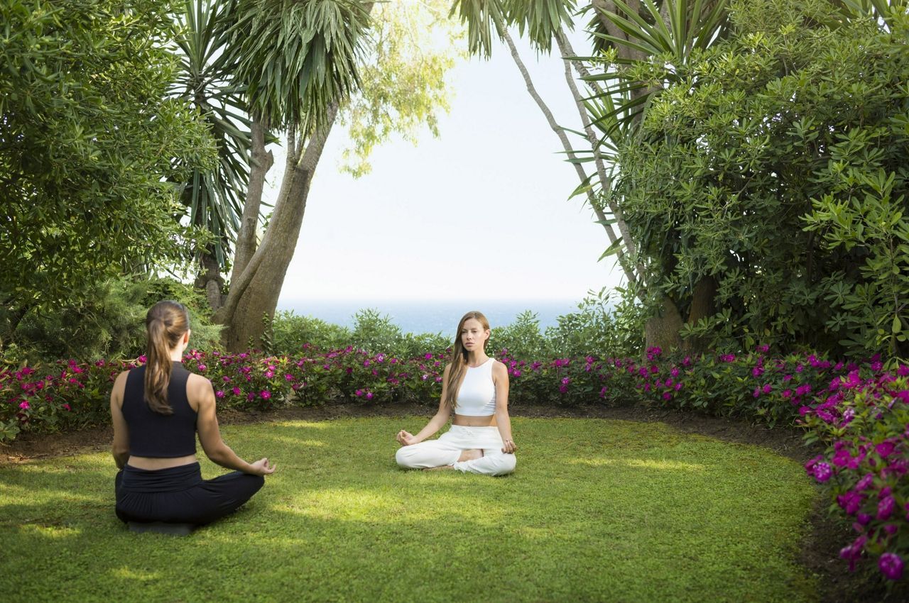 Yoga instruction at Marbella Club in Spain