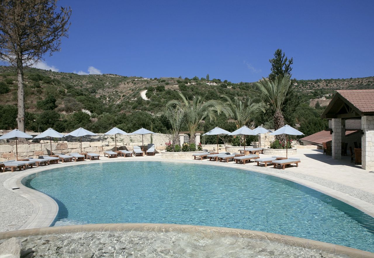 The pool area at Ayii Anargyi in Cyprus