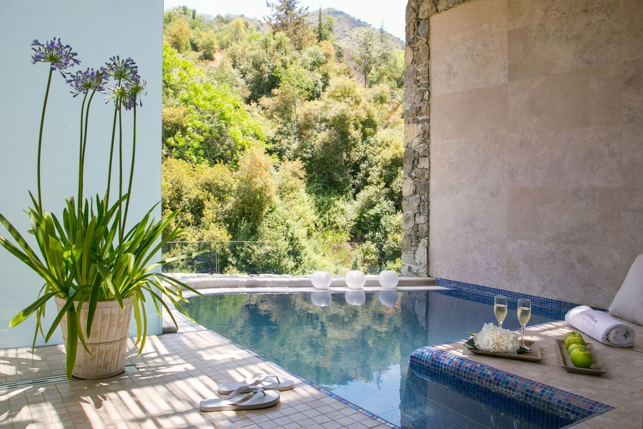 Private pool at Casale Panayiotis, a wellness retreat in the Cypriot mountains