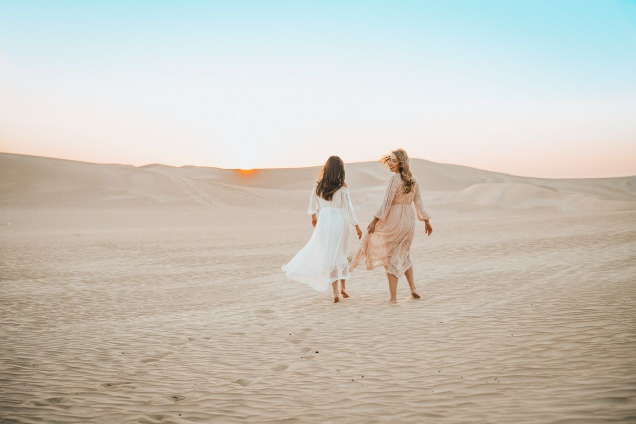 Jacqui and Hind in the desert