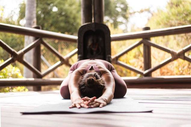 Woman stretching her body.