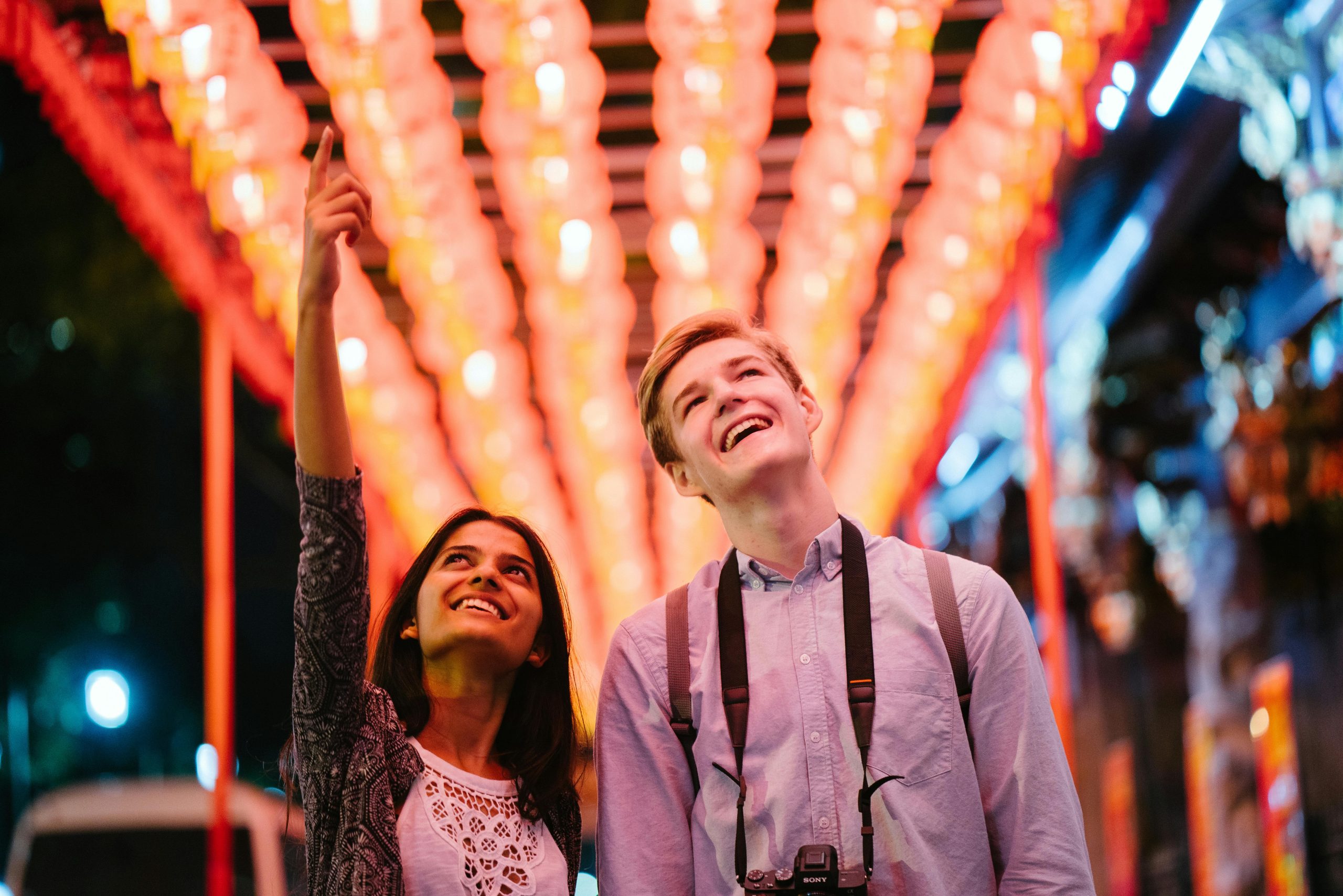 Couple on a date at a carnival