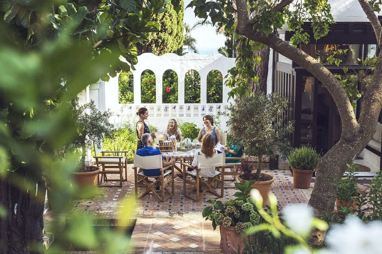 Family bonding as they dine in beautiful surroundings